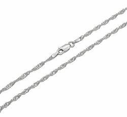 Singapurkette 925 Sterling Silber rhodiniert 2,4mm breit Länge wählbar 45 50 55 60 cm Silberkette anlaufgeschützt Halskette Kette Damen (50) von Kauf-mich-weg