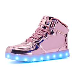 Kauson 7 Farben LED High-Top Schuhe USB Aufladen Leuchtschuhe Licht Blinkschuhe Leuchtende Sport Sneaker Light up Wasserdicht Laufschuhe Gymnastik Turnschuhe Damen Herren Unisex Kinder Shoes 25-46EU von Kauson