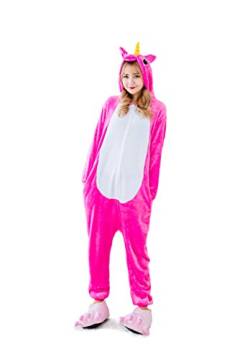 Kauson Unisex Einhorn Pyjamas Onesie Karton Animal Cosplay Fasching Kostüm Warm Gefüttert Body Overall Tier Nachtwäsche Kigurumi Karneval Halloween Weihnachten Xmas Pyjamas Sleepwear von Kauson