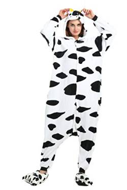 Kauson Unisex Einhorn Pyjamas Onesie Karton Animal Cosplay Fasching Kostüm Warm Gefüttert Body Overall Tier Nachtwäsche Kigurumi Karneval Halloween Weihnachten Xmas Pyjamas Sleepwear von Kauson