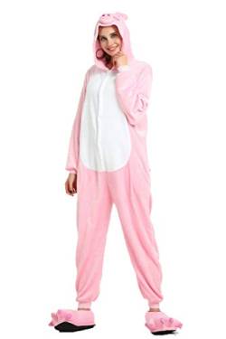 Kauson Unisex Kaninchen Pyjamas Onesie Karton Animal Cosplay Fasching Kostüm Warm Gefüttert Body Overall Tier Nachtwäsche Kigurumi Karneval Halloween Weihnachten Xmas Pyjamas Sleepwear von Kauson