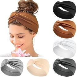 Haarbänder Damen Breite Elastische Weiche 6 Pcs Kavya Sommer Boho Stirnband Damen Print Haarschmuck Yoga Haarband Mehrfarbig Dünn Stirnbänder Haarschmuck Damen (F) von Kavya