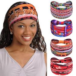 Kavya Stirnband Damen Haarband Afrika Haarbänder Boho Haarreifen Damen Breit Headband Elastische Haarschmuck (Orange) von Kavya