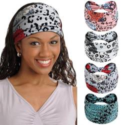 Kavya Stirnband Damen Haarband Afrika Haarbänder Boho Haarreifen Damen Breit Headband Elastische Haarschmuck (Rosa) von Kavya