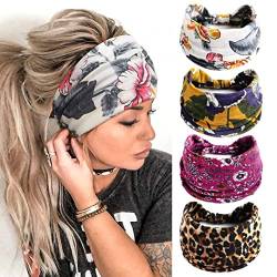 Stirnband Damen Breite Elastische Weiche Boho Haarbänder Leopard Print Haarschmuck Yoga Sport Haarband Mehrfarbig Haarreifen Damen(B) von Kavya