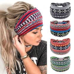 Stirnband Damen Breite Elastische Weiche Boho Haarbänder Leopard Print Haarschmuck Yoga Sport Haarband Mehrfarbig Haarreifen Damen von Kavya