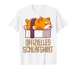 Offizielles Schlafshirt Pyjama Kawaii Katze Sushi Geschenk T-Shirt von Kawaii Katze Sushi Fun Geschenkidee Langschläfer