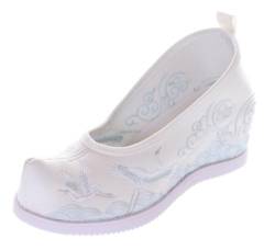 BJ-005 Weiß Kranich-Vogel Wolken Satin Bestickt Vintage Hanfu Chinesische Stoff Schuhe Pumps Keilabsatz (BJ-005, EU Schuhgrößensystem, Erwachsene, Damen, Numerisch, Schmal, 37) von Kawaii-Story