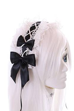 C-05-1 Schwarz Zofe Maid Lolita Haarband mit Schleife Gothic Haarschmuck Kopfband von Kawaii-Story