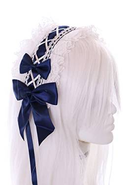 C-05-5 Dunkel-Blau Zofe Maid Lolita Haarband mit Schleife Gothic Haarschmuck Kopfband von Kawaii-Story