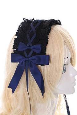 C-07-2 Schwarz Blau Zofe Maid Lolita Haarband mit Schleife Gothic Haarschmuck Kopfband von Kawaii-Story