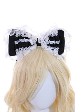 C-102-1 Schwarz Weiß Spitze Rüschen große Schleife Gothik Lolita Haarreif Party Feier Haarschmuck von Kawaii-Story