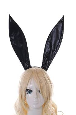 C-85-3 Schwarz XXL Bunny Hasenohren 33cm biegbar Lackleder Haarreif Party Feier Haarschmuck von Kawaii-Story