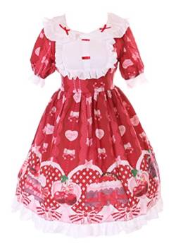 Kawaii-Story JSK-82-1 Rot Deserts Schleife Kirschen Kurzarm Kleid Pastel Goth Lolita Cosplay Kostüm von Kawaii-Story