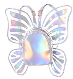 Kawaii-Story LB-6037-1 Silber Hologram reflektierend Schmetterling Flügel 42cm groß Damen Rucksack Tasche Pastel Goth von Kawaii-Story