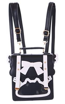 Kawaii-Story LB-6090-1 Schwarz Schleife Pastel Goth 2in1 Rucksack Schulter Tasche 22x20x7cm Damen Pu von Kawaii-Story