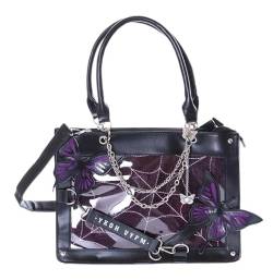 Kawaii-Story LB-6122-3 Lila Schwarz Schmetterling Messenger Shopping Gothik Goth große Damen Tasche 35x25x10,5cm Pu von Kawaii-Story