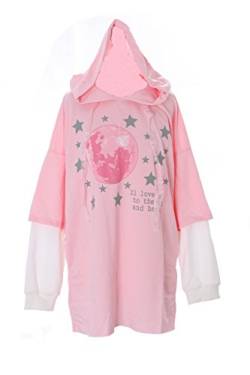 Kawaii-Story TS-74-2 rosa Mond Sterne Moon Pastel Goth Lolita Twin-Optik Pullover Kapuzen-Sweatshirt Harajuku von Kawaii-Story