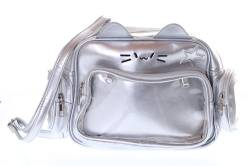 LB-6132 Silber Katze Cat Ohren Seitentaschen niedlich Harajuku Y2K Damen Rucksack Tasche 36x29x9cm Pu von Kawaii-Story
