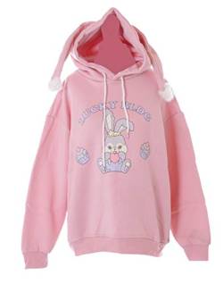 TS-254-2 Rosa Langohr Hase Bunny Kapuzen Grafik Hoodie Pullover Sweatshirt Kawaii von Kawaii-Story