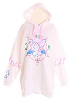 TS-38-F2 Weiß Evil Cute Bunny Angel Hase Rabbit weiß Oversize-Look Kapuzen Sweatshirt Pullover Pastel Goth Lolita Harajuku Kawaii von Kawaii-Story