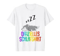 Offizielles Schlafshirt Pyjama Nachthemd Wolf Fun Geschenk T-Shirt von Kawaii Wolf Geschenkidee Langschläfer Faulenzer