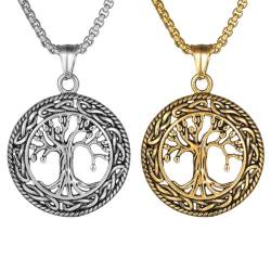 Kawailay 2 Stück Vintage Lebensbaum Halskette - Gold und Silber von Kawailay