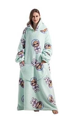 Extra lange, übergroße Decke, Hoodie, tragbare Decke mit Ärmeln und Taschen, super warm und gemütlich, Fleece-Überwurf, riesiges Sweatshirt für Damen und Herren von Kawoja