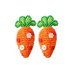 2024 Ostern Ohrringe Damen Cartoon Karotte Kreative Ohrringe Mädchen Süße Ostern Geschenke für Frauen (Red, One Size) von Kayferli