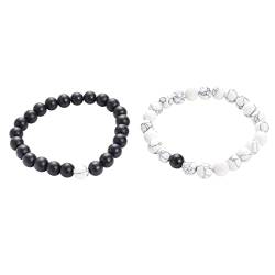 Kayferli Armband Damen Zweiteiliges Perlenarmband Set Kristallarmband Persönlichkeit Diy Armband Paar Student Armband Handschmuck Eigenschaften: Geschenke für Frauen (Black, One Size) von Kayferli