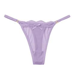 Kayferli Schlüpfer Damen Knot Panties Mesh Full Sheer Lace Seamless Tanga Panties Unterhosen Damen Nahtlos (Purple, L) von Kayferli