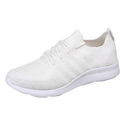 Kayferli Weiße Sneaker Damen und Herren 2023 Flyweave-Turnschuhe für Herren, Sommer-Freizeitschuhe mit weicher Sohle, leichte Mesh-Schuhe Gesundheitsschuhe Damen (White, 46) von Kayferli