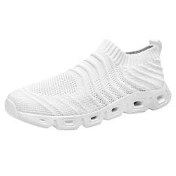 Kayferli weiße Sneaker Herren und Sommer Modisches neues Muster Atmungsaktives Mesh Bequeme Leichte Lässige Laufschuhe Sneakers Herren weiße Sneaker Damen (White, 40) von Kayferli