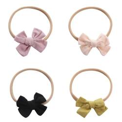 Schleifen Haargummis Mädchen 4 Stück Haarschleifen Mädchen Elastischem Haarschmuck Mädchen Niedliche Prinzessin Haar Accessoire Geschenk Styling Zubehör (Black+Beige+B+D, One Size) von Kayferli