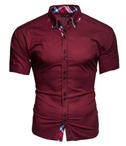 Kayhan Herren Kurzarm Hemd Hawaii Bordeaux 4XL von Kayhan