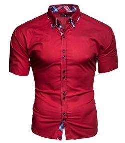 Kayhan Herren Kurzarm Hemd Hawaii Rot 6XL von Kayhan