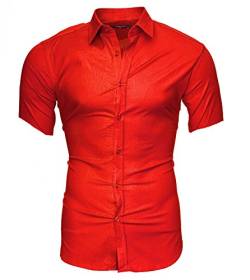 Kayhan Herren Uni Kurzarm Hemd Rot (5XL) von Kayhan