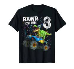 Ich bin 8 Jahre alt Dinosaurier Monster Truck 8. Geburtstags T-Shirt von Kazekaz