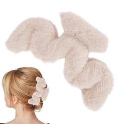 Fuzzy Claw Clip - Plüsch-Haarspange in Wellenform - Große Klammerklammer, Haarschmuck für dickes langes Haar, große Haarspange für Frauen und Mädchen für den täglichen Gebrauch Kazuko von Kazuko