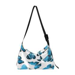 Kcldeci Allzweck-Sporttaschen, Tragetaschen, blaue Schmetterlinge, Sporttaschen, Bauchtaschen, Handtaschen, Crossbody-Taschen, mehrfarbig, Einheitsgröße von Kcldeci