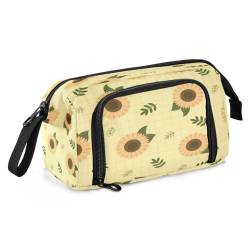 Kcldeci Federmäppchen, Sonnenblumen-Sommer-Federmäppchen, Organizer, Schreibwaren-Tasche mit Griff für Büro, Organizer, ästhetische Federmäppchen, Mehrfarbig, 9.4*3.7*5.9in von Kcldeci