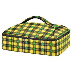 Kcldeci Isolierte Thermotasche für heiße oder kalte Speisen, Buffalo Plaid Kleeblatt Saint Patrick isolierte Tragetasche für Potluck Cookouts Partys, Picknick, Lasagne Lugger, mehrfarbig, von Kcldeci