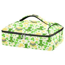 Kcldeci Isolierte Thermotasche für heiße oder kalte Speisen, St. Patrick's Day Kobold-Hüte, Kleeblatt, isolierte Tragetasche für Potluck Cookouts Partys, Picknick, Lasagne Lugger, mehrfarbig, von Kcldeci