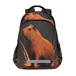 Kcldeci Kinder-Rucksack für Mädchen und Jungen, niedliches Capybara-Tier, Mittelschulrucksäcke, Elementar-Büchertaschen, Schulbuchtasche, Reisetasche von Kcldeci