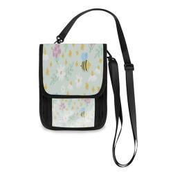 Kcldeci Reisebrieftaschen, Geldbörsen, Handytaschen, Crossbody-Taschen, Cartoon-Bienen, Frühling, Sommer, Reisepass-Halter für Damen und Herren, mehrfarbig, Einheitsgröße, Casual von Kcldeci