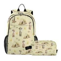 Kcldeci Rucksack für Grundschule, Kinder, Rucksack mit Lunchbox, Erdmännchen, afrikanische Büchertaschen für Jungen und Mädchen, mehrfarbig, Einheitsgröße von Kcldeci