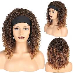 Stirnband-Perücke, Blonde Perücke Mit Stirnband, Afro-Kinky-Locken, Natürliche Kunstfaser-Perücke, Damen, Natürlicher Effekt, Keine Spitze, Lange Gewellte Perücke C von Kcolic