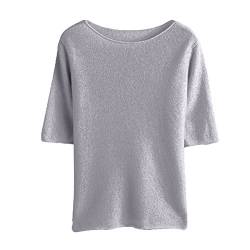 FrüHherbst Loser Pullover Rundhals Pullover Halbarm Strick T-Shirt Casual Top Line Shirt DüNne Kurze äRmel von KeYIlowys