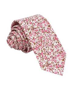 Kebocis Herren-Krawatte, schmal, Baumwolle, Blumenmuster, dünne Krawatte für Herren, Blüten – Weiß (6,6 cm) von Kebocis