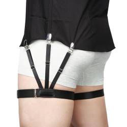 Kedofe Herren Hemd Stays Upgrade Verstellbares Elastisches Strumpfband Militär Hemden Halter mit rutschfesten Verriegelungsklemmen, Schwarz, Large von Kedofe